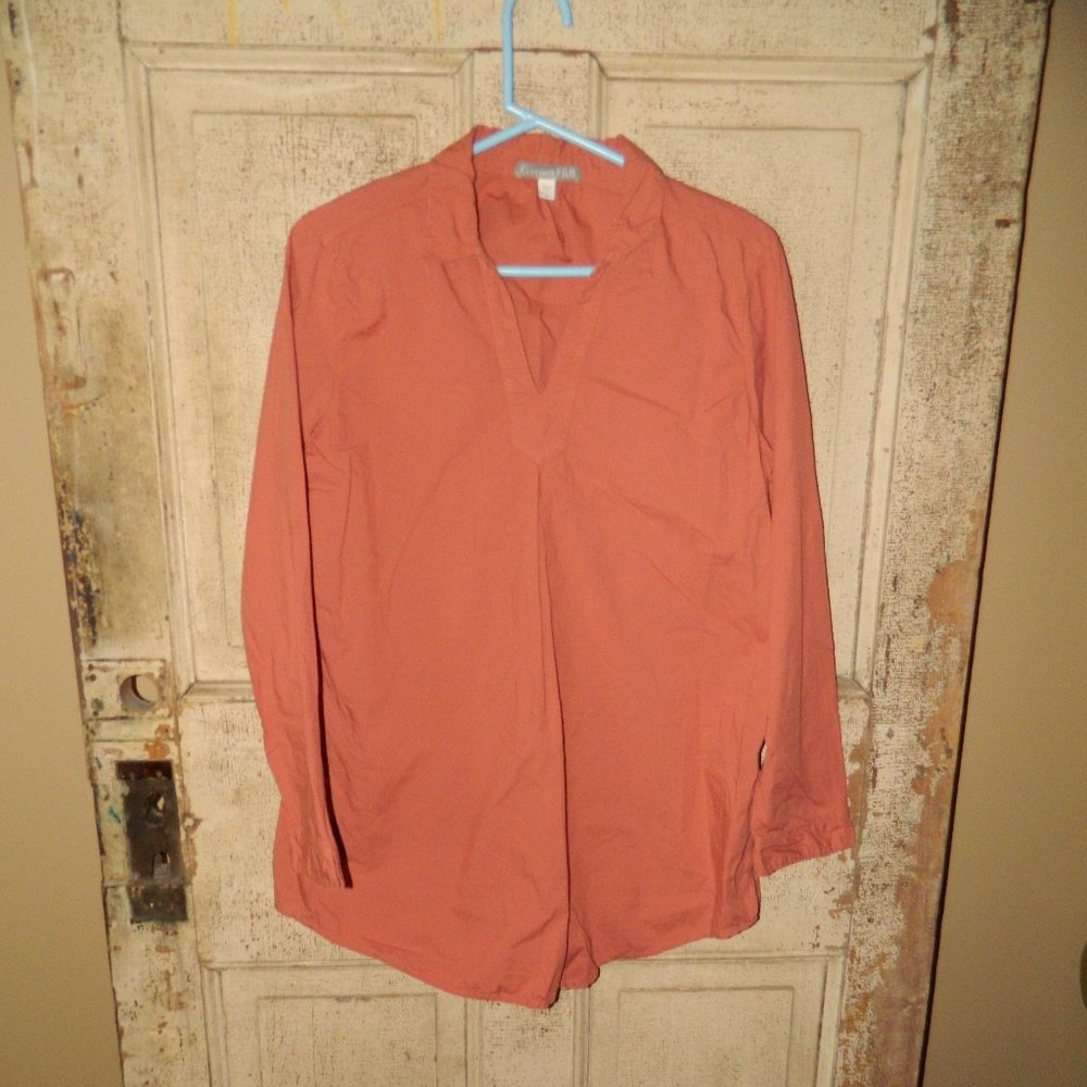 Garnet Hill Womens Organic Pima Cotton Long Sleeve Tunic Blouse Size M (P-45) - Picture 1 of 5